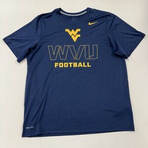 Nike West Virginia Mountaineers WVU Men's XL T-Shirt Blue Gold Basketball Gym